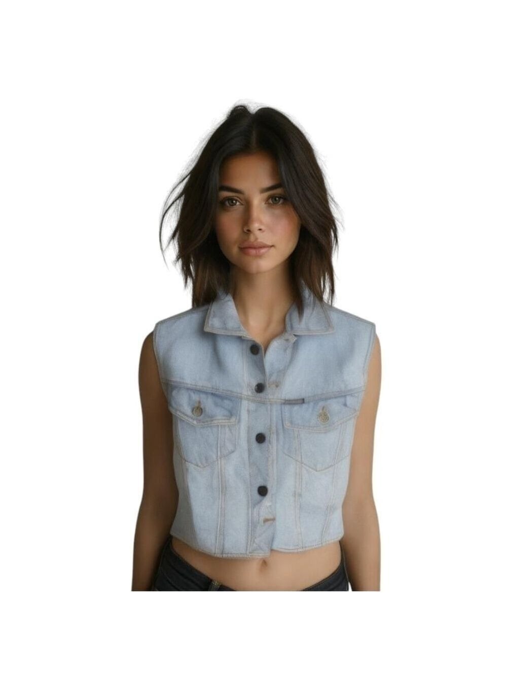 Vintage Light Wash Denim Vest Medium